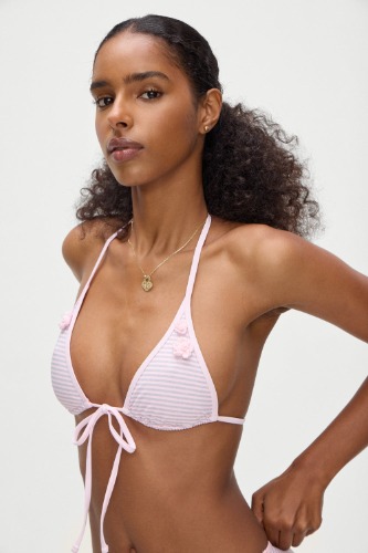 Paradise Micro Halter Bikini Top - Rosewater Stripe | Rosewater Stripe / M