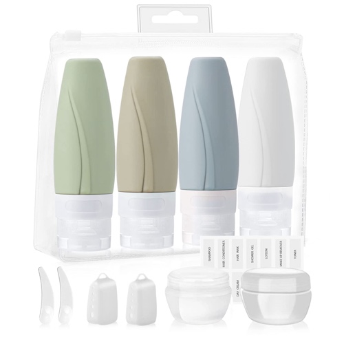 12 Pack Silicone Travel Bottles, Travel Essentials Set for Toiletries, TSA Approved Travel Containers Leak Proof Silicone Squeezable Travel Accessories 2oz for Shampoo Body Wash Cosmetic - Morandi