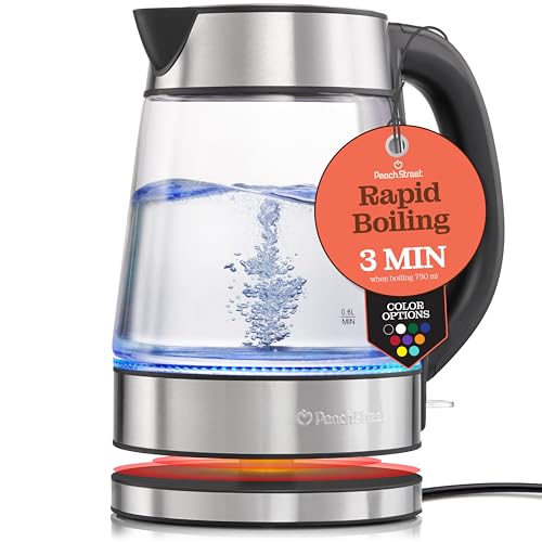 Speed-Boil Electric Kettle For Coffee & Tea - 1.7L Water Boiler 1500W, Borosilicate Glass, Easy Clean Wide Opening, Auto Shut-Off, Cool Touch Handle, LED Light. 360° Rotation, Boil Dry Protection - Black