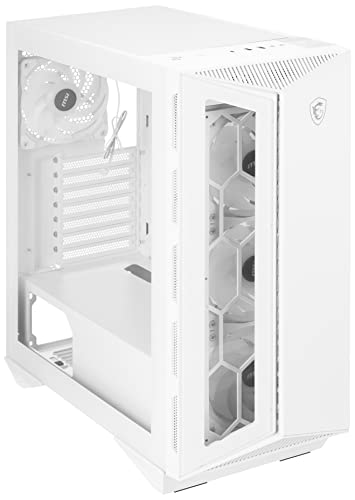 MSI MPG GUNGNIR 110R WHITE - Premium Mid-Tower Gaming PC Case - Tempered Glass Side Panel - ARGB 120mm Fans - Liquid Cooling Support up to 360mm Radiator - White Color Case - MPG GUNGNIR 110R White