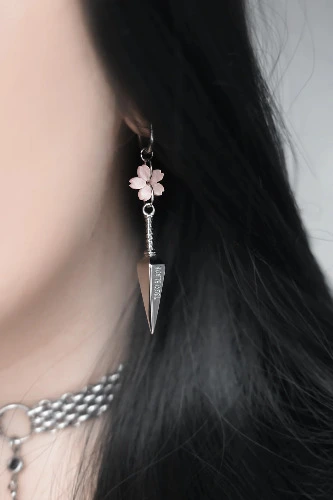 Tsuki Blade Sakura Kunai Earrings
