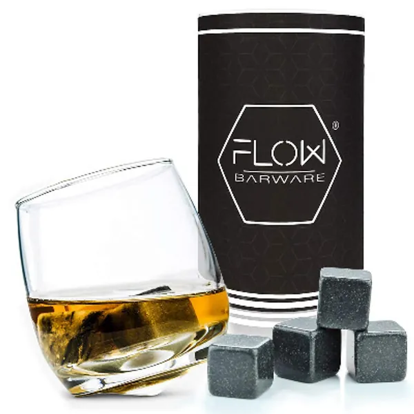 Rocking Whiskey Glass & Whisky Stones Set - A Unique and Cool Bar Gift Set For Any Liquor Lover
