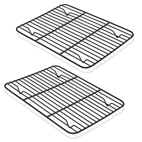 P&P CHEF Baking Rack Set of 2, Non-stick Mini Cooling Racks for Cooking Grilling, 2 Pack 8.6” x 6.2” Roasting Drying Rack for Small Toaster Oven Use, Stainless Steel Core, Non-toxic & Easy to Clean - 8.6 x 6.2 Inch