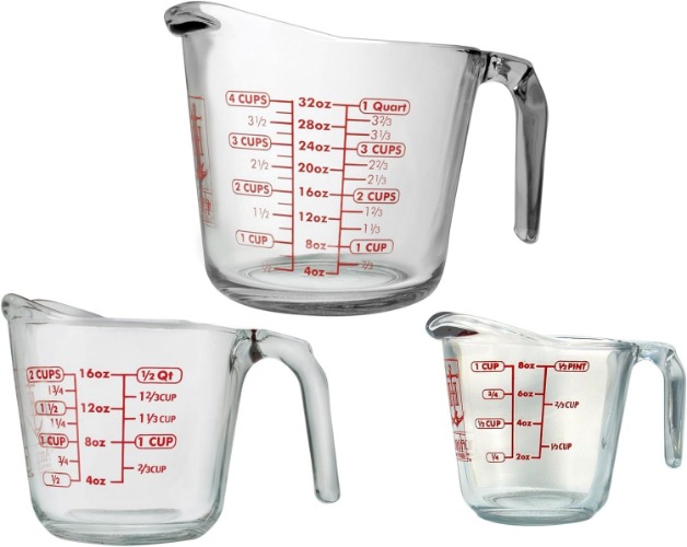 Anchor Hocking Measuring Cup Set (3-piece, mixed sizes, clear) - Set of 3 Clear