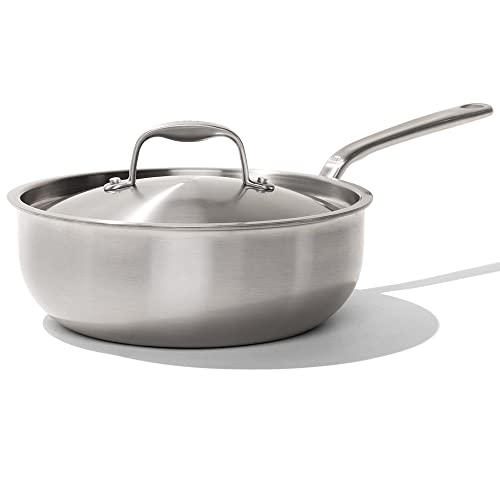 Made In Cookware - 3 Quart Stainless Steel Saucier Pan - 5 Ply Stainless Clad - Professional Cookware - Made in Italy - Induction Compatible - 3 QT - Saucier