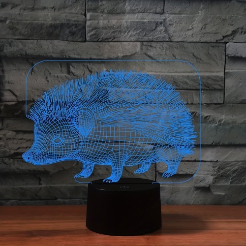1pc 3D Cartoon Animal Hedgehog Night Light, Remote Control Power Touch Switch Table Desk Optical Illusion Lamps 16 Color Changing Lights Home Decoration Xmas Birthday Gift