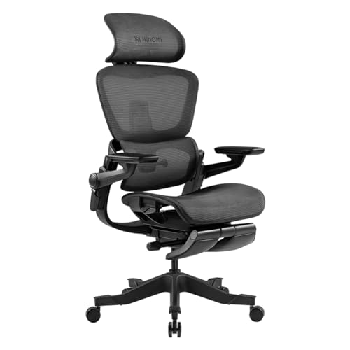 HINOMI H1 Pro V2 High Back Ergonomic Office Chair with Built-in Leg Rest, Foldable Design, Flip Up Arms, Suitable as Home Office Chair and Computer Chair (Black, Extra-High) - Extra-High - Black