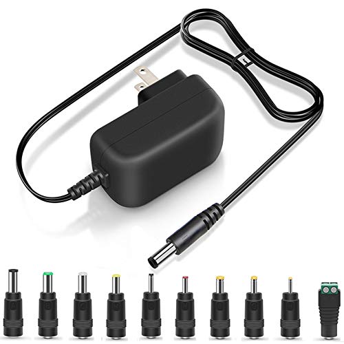 UL Listed 12V 1A 0.8A 0.5A Power Supply 12W Charger AC Adapter 12.0V 1000mA 800mA 600mA 500mA 300mA Regulated 12 Volt DC Switching Power Cord Plug with 10 Interchangeable Jacks PERFEIDY