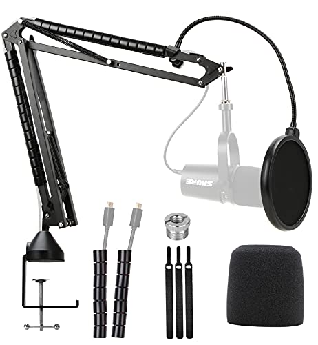 Enhanced MV7 Mic Stand with Windscreen - Heavy Duty Mic Arm Compatible with Shure MV7 Microphone and Shure MV7X Mic, MV7 Shure Boom Arm Stand with Pop Filter by YOUSHARES - Boom Arm