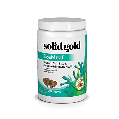 Solid Gold SeaMeal Multivitamin for Dogs - Grain Free Kelp Supplement - Digestive Enzymes for Dogs - Gut Health & Immune Support - Healthy Skin & Coat - Omega 3 & Superfood Soft Chews - 120 Count - Soft Chews - 120 count