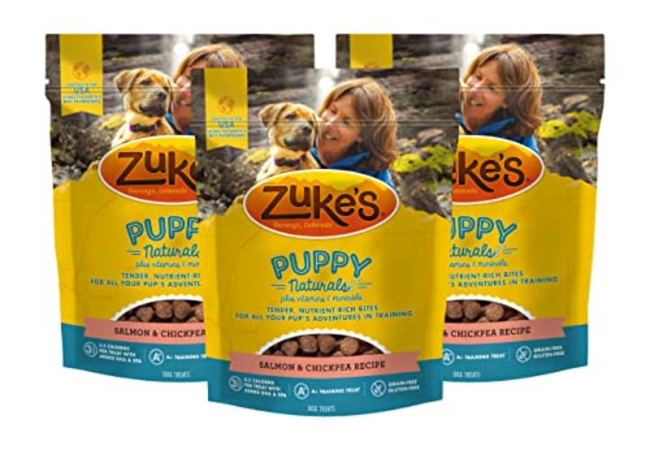 Zuke's Puppy Naturals Dog Treats Salmon & Chickpea, 5 Ounce (Pack of 3)