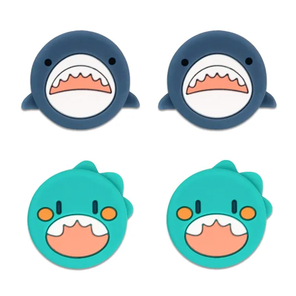 GeekShare 4PCS Cute Shark Thumb Grip Caps,Soft Silicone Joystick Cover Compatible with Nintendo Switch / OLED / Switch Lite - 
