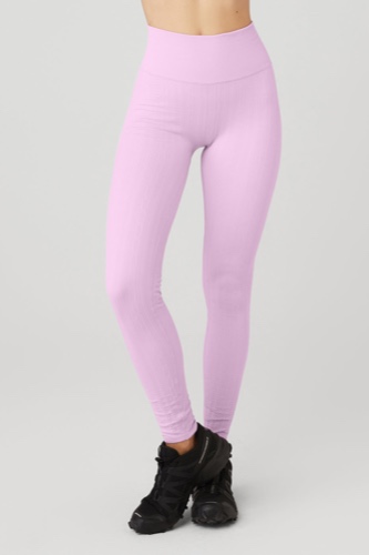 Semi-Sheer Seamless Cable Knit High-Waist Legging - Sugarplum Pink | Sugarplum Pink / S