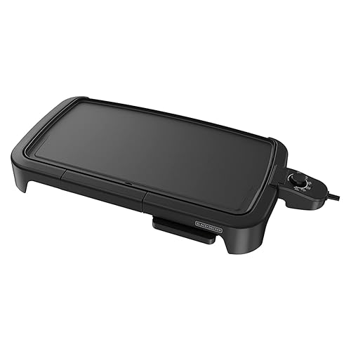 BLACK+DECKER 8-Serving Electric Griddle, GD2051B, Non-Stick Cooking Surface, Warming Tray, Removable Drip Tray, Family Sized - Griddle with Warming Tray