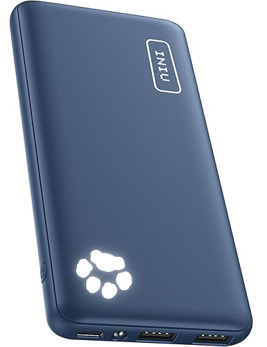 INIU Portable Charger, USB C Slimmest & Lightest Triple 3A High-Speed 10000mAh Power Bank, Flashlight Battery Pack Compatible with iPhone 16 15 14 13 12 X Plus Samsung S22 S21 Google iPad, etc - Blue