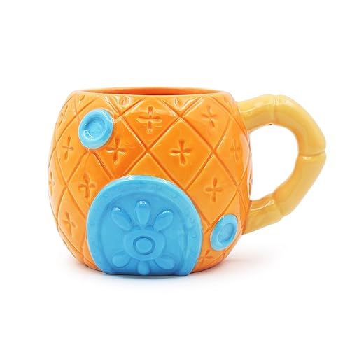 Bocguy Spongebob Tasse, Cartoon-Ananas-Haus-Wasserbecher, Niedlicher 3D-Becher, Handgefertigte Porzellantasse Kaffee Tee Milch Keramik Tasse Büro Tasse Geschenk für Weihnachten Geburtstag Jubiläum - Spongebob