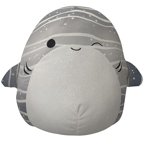 Squishmallows Original 14-Inch Sachie Grey Striped Whale Shark with White Belly - Large Ultrasoft Official Jazwres Plush - Grey Whale Shark