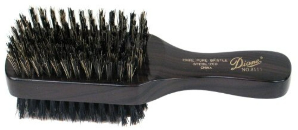 Diane Premium Boar Bristle Brush for Men € Double Sided, Medium and Firm Bristles for Thick Coarse Hair € Use for Smoothing, Wave Styles, Soft on Scalp, Club Handle, D8115 - 2-Sided Club Brush