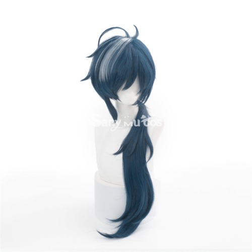 【In Stock】Game Genshin Impact Kaeya Dark Blue Long Gradient Ponytail Cosplay Wig