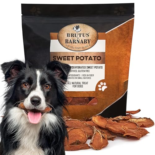 Sweet Potato Slices - Dog Treats - Single Ingredient Grain Free for Dogs, Best High Anti-Oxidant Healthy 100% Natural Thick Cut Dried Sweet Potato Dog Treats With No Added Preservatives (8oz) - Full Slices - 8 Ounce (Pack of 1)
