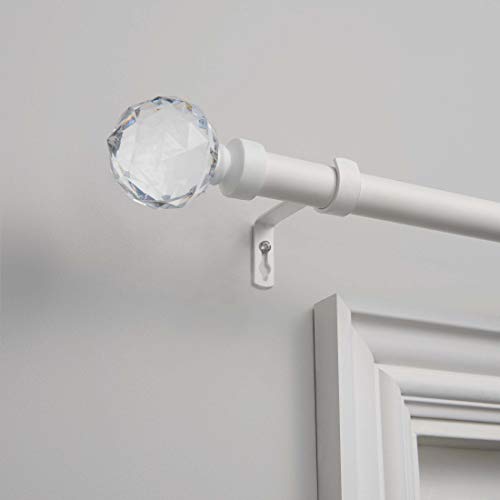 Exclusive Home Curtains Crystal Ball Curtain Rod and Finial Set, 36"-72", Matte White,ER1013-04 3672 - Matte White - 36-72