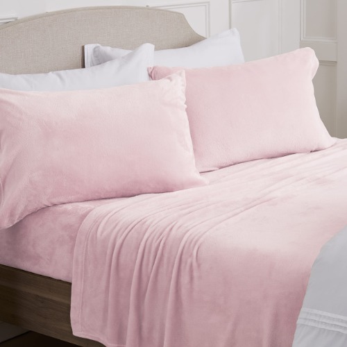 NY Loft Ultra Soft Micro Fleece Sheets Set with Extra Deep Pockets | Extra Soft Velvet Fleece Sheet Set | Super Plush Polar Fleece | Velvet Plush Cozy Warmth | Tribeca Collection (Queen, Light Pink) - Queen - Light Pink