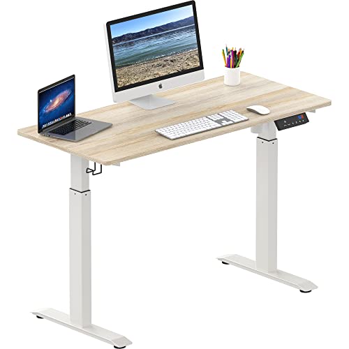 SHW Memory Preset Electric Height Adjustable Standing Desk, 48 x 24 Inches, Maple - 48-Inch - Maple