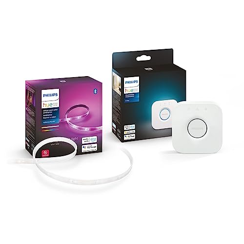 Philips Hue White and Color Ambiance Base Lumen (75W) Smart Button Starter Kit, 16 Millions Colors, Works with Amazon Alexa, Google Assistant, Apple HomeKit 75 Watt (OLD VERSION) - 3 Count (Pack of 1) - Old Starter Kit 75W - White and Color Ambiance
