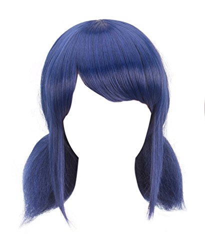 DAZCOS Anime Cosplay Wig For Girls Women Blue Hair With Red Rope - Blue
