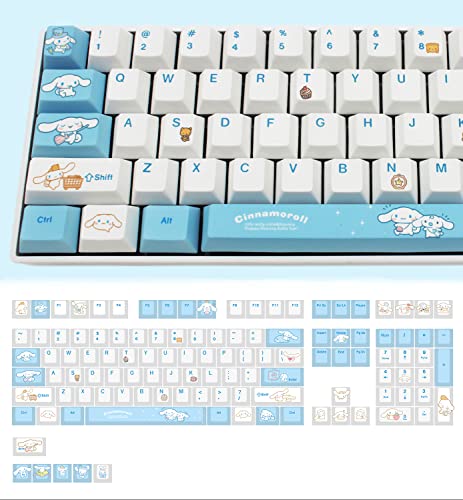 Sanrio Cinnamorall Blue Keycaps for Cherry MX Switches Cute Japanese Anime Mechanical Gaming Keyboard, PBT Key Caps Set(Cinnamorall) - Cinnamorall-Cherry Profile