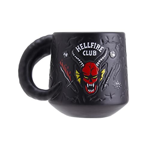 Paladone Stranger Things Hawkins High Hellfire Club Demon Embossed Ceramic Coffee Mug 400ml | Officially Licensed Horror Movie Merchandise