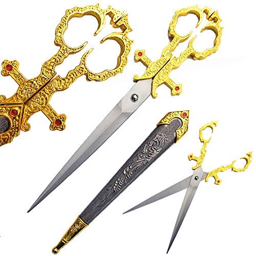 Medieval Renaissance Scissors Bodice Dagger Dirk Knife - Gold