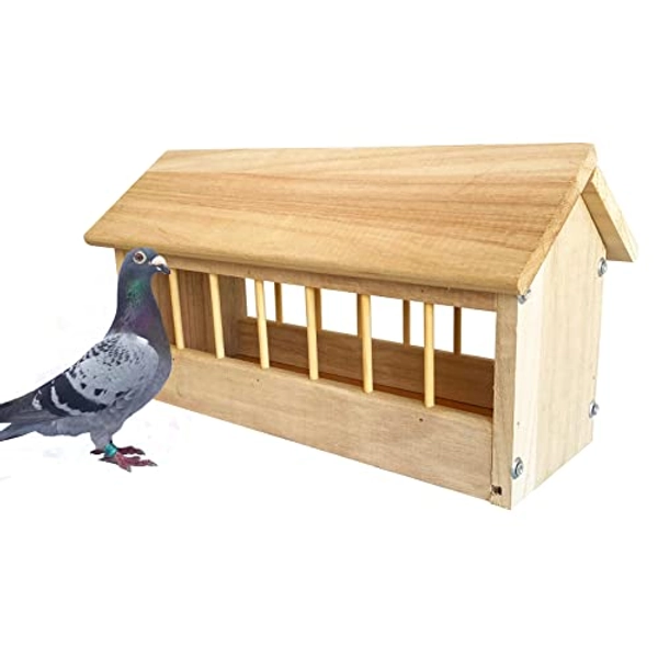 Wooden Pigeon Feeder Food Dispenser Tool for Pigeon Chicken Duck Bird Poultry Wooden House Design