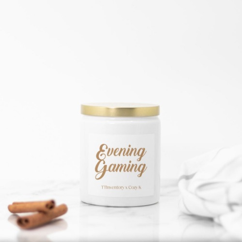 Evening Gaming | 8oz Ceramic Candle | Cozy Gamer - Gold / Cinnamon Chai