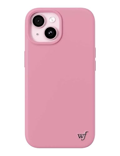 Wildflower Cases - Pink Mag Safe iPhone 15 Case | Cute Trendy Silicone Protective Basic Magnetic Accessory - Women Owned Small Business - iPhone 15 - Pink