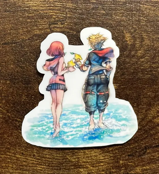 Kairi and Sora Beach Kingdom Hearts Sticker (Waterproof-Excellent Adhesive- Holographic option)