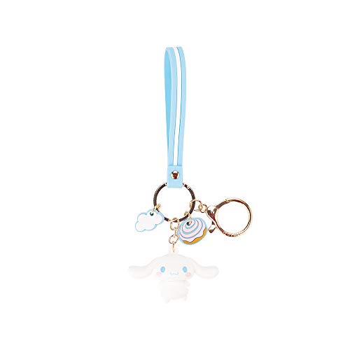 PaPiJoJo Cute Keychain Kawaii Anime Keychain, Hello Kitty, My Melody,Kuromi,Keroppi, Badtz-Maru, Cinnamoroll, Pompompurin - White, Blue - Cinnamoroll