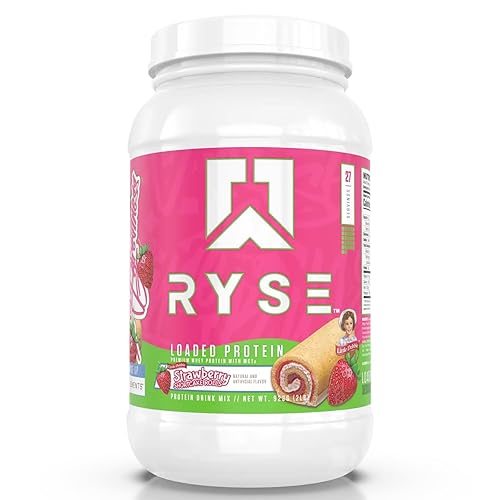 Ryse Loaded Protein Powder | 25g Whey Protein Isolate & Concentrate | with Prebiotic Fiber & MCTs | Low Carbs & Low Sugar | 27 Servings (Strawberry Shortcake Rolls) - Strawberry Shortcake Rolls - 27 Servings (Pack of 1)