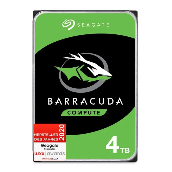 Seagate Barracuda 4 TB interne Festplatte HDD, 3.5 Zoll, 5400 U/Min, 256 MB Cache, SATA 6 Gb/s, silber, FFP, Modellnr.: ST4000DMZ04 - 4 TB 3.5 Zoll HDD Single