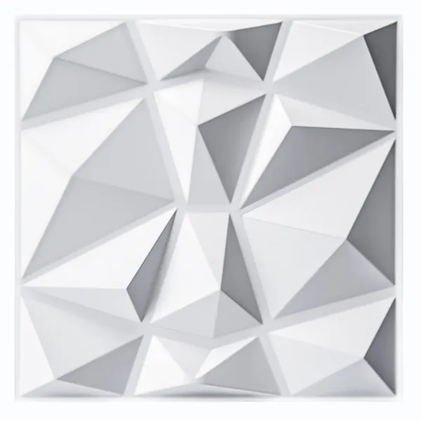 Art3d PVC 3D Wall Panels, 33 Pcs Modern Art Diamond Design Wall Panels for Interior Decor, Matt White, 30x30 cm