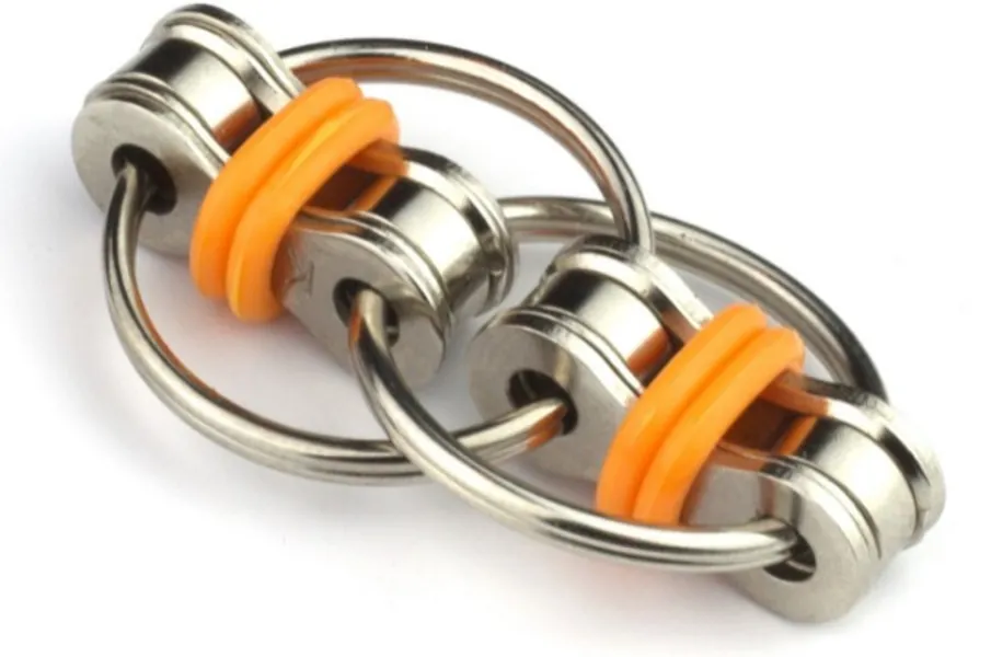 Tom's Fidgets Flippy Chain Fidget Toy Perfect for ADHD, Anxiety, and Autism - Bike Chain Fidget Stress Reducer for Adults and Kids - Orange