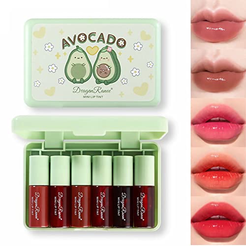 6-Color Korean Lip Tint Set - Watery, Velvet Matte Lipsticks for Lips and Cheeks - Long-Lasting, Non-Stick, Shimmery - Avocado Green