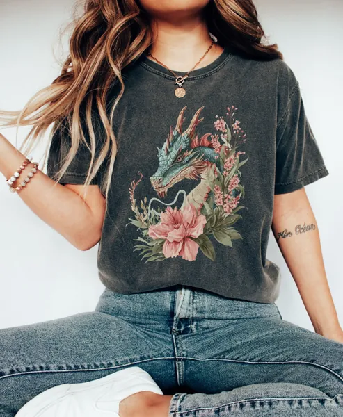 Retro Dragon Floral T-Shirt