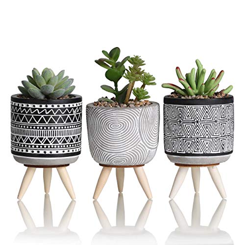 TERESA'S COLLECTIONS Artificial Succulent Plant in Pot Set with Stand, Set of 3 Small Fake Plants Indoor Planter Pots for Bathroom, Gifts, Spring Decor, Home Decor, H16.5cm
