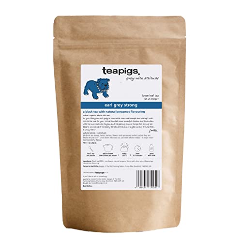 Teapigs Loose Leaf Earl Grey Strong Tea Made with Whole Leaf Darjeeling, Assam, Rwandan, and Ceylon Black Teas (1 Pouch of 250g) | 100 Servings |Aromatic English Tea - 250g loose