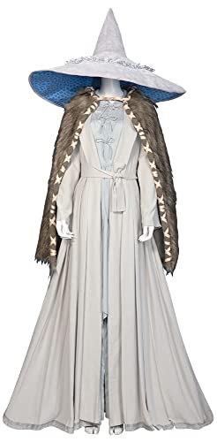 Elden Ring Cosplay Costume Adult Women Ranni Witch Cape Hat Belt Dress Halloween Outfits - M - Gray