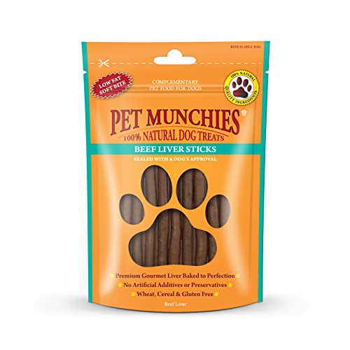 Pet Munchies Beef Liver Sticks Dog Treats, Premium Grain Free Dog Chews with Natural Real Meat, Low in Fat and High in Protein 90g - Beef Liver - 90 g (Pack of 1)