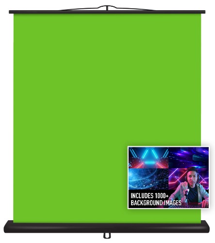 Valera Creator Green Screen – Collapsible Chroma Key Panel,+1000 Free Backgrounds Included, Portable Retractable Wrinkle Resistant Fabric Backdrop, Adjustable Height, 10 Second Setup
