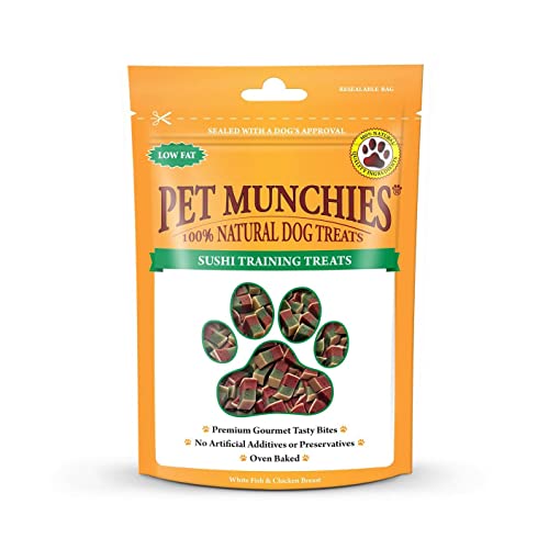 Pet Munchies Sushi Dog Training Treats, Oven Baked Tasty Bites with Natural Real Meat, Low in Fat 50g - Sushi - 50 g (Pack of 1)