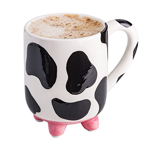 SWEETLO Cow Coffee Mug Cow Stuff 15oz Ceramic Cow Cup - Cow Mug with Udders - Cow Print Cups - Weird Milk Cow Mugs with Udders Cow Print Cup Gifts for Women - Taza de Vaca Cow Lover Gifts